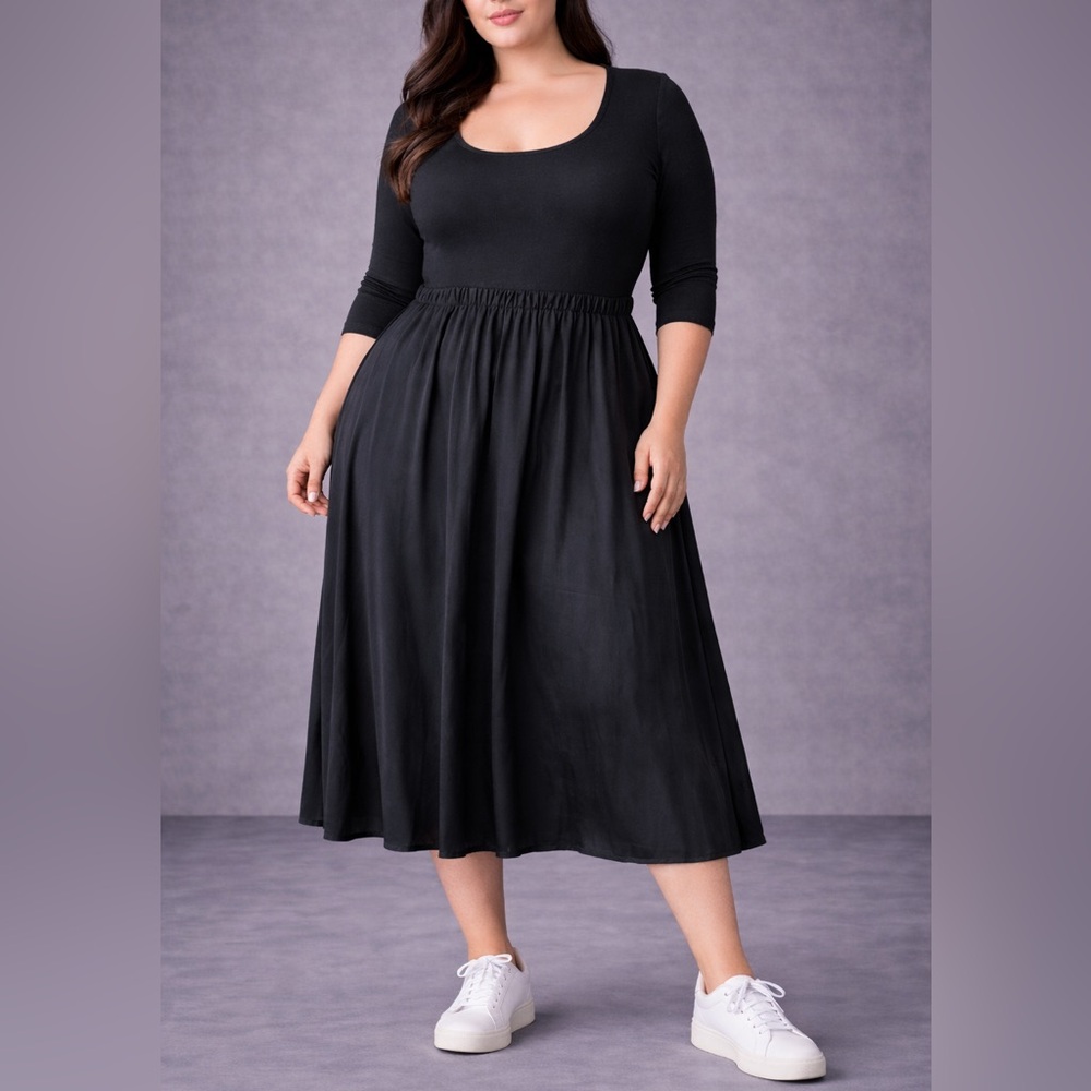 Elegant Black Midi Dress